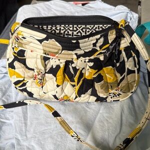 Vera Bradley Floral Crossbody Bag - Black, Yellow, White